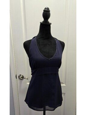 VINTAGE Old Navy Lined Empire Waist Sheer Halter Top Womens Sz L (SKU 26-0144)